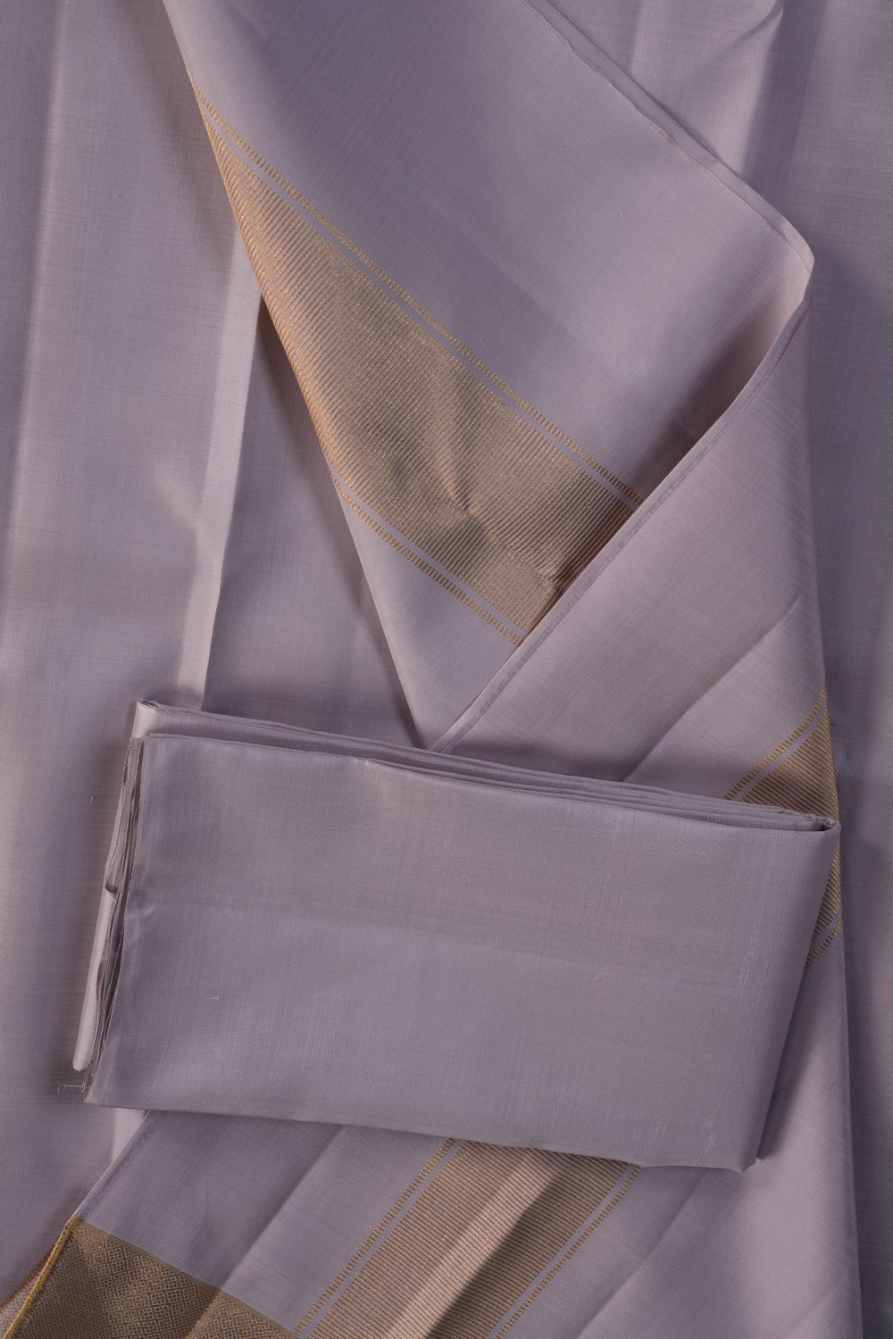 Image of Arani Silk Ash Grey Dhoti With Kanduva (8 X 4)